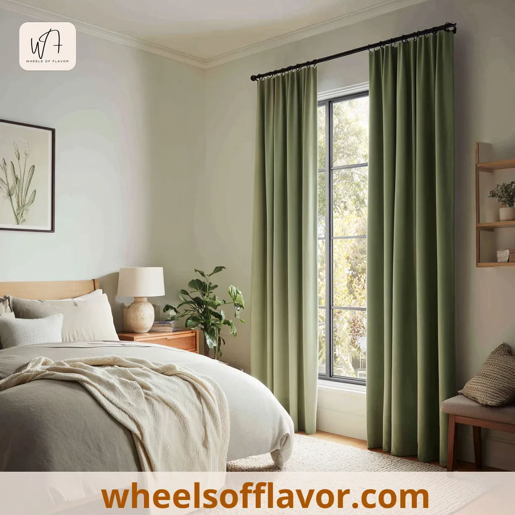 bedroom ideas green curtains