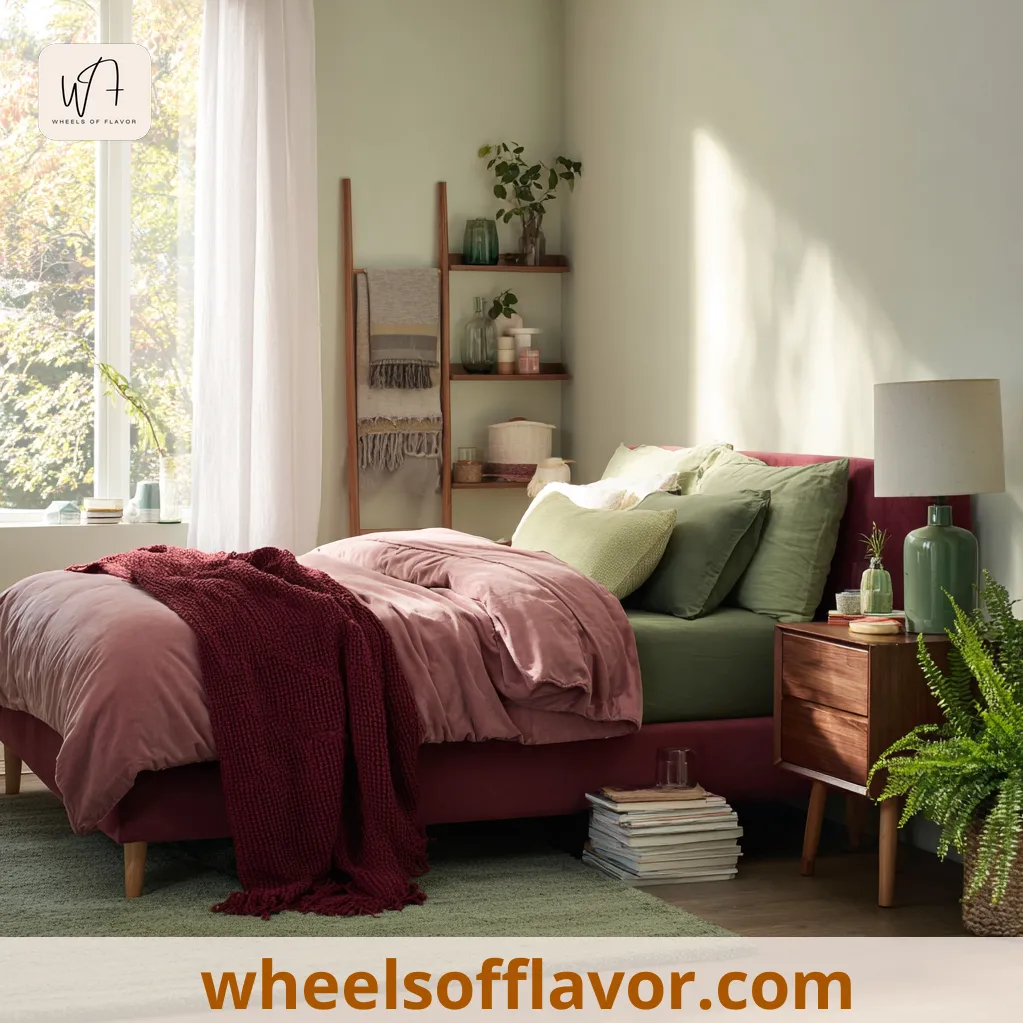 bedroom ideas maroon and green