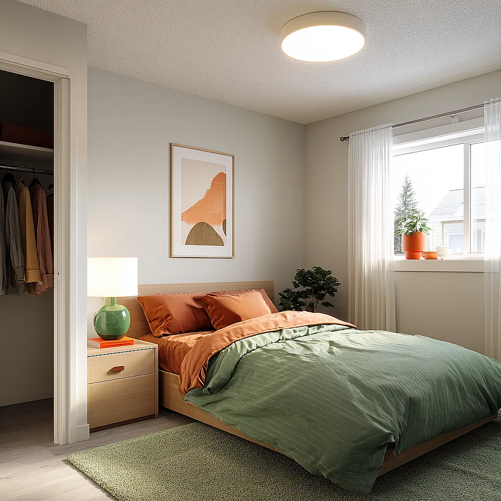 bedroom ideas orange and green