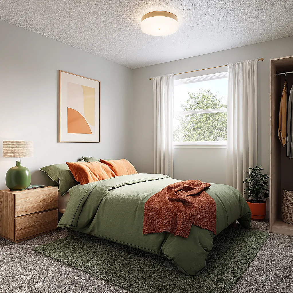 bedroom ideas orange and green