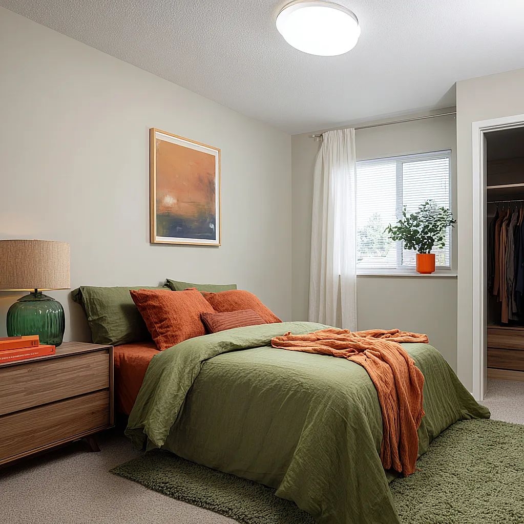 bedroom ideas orange and green