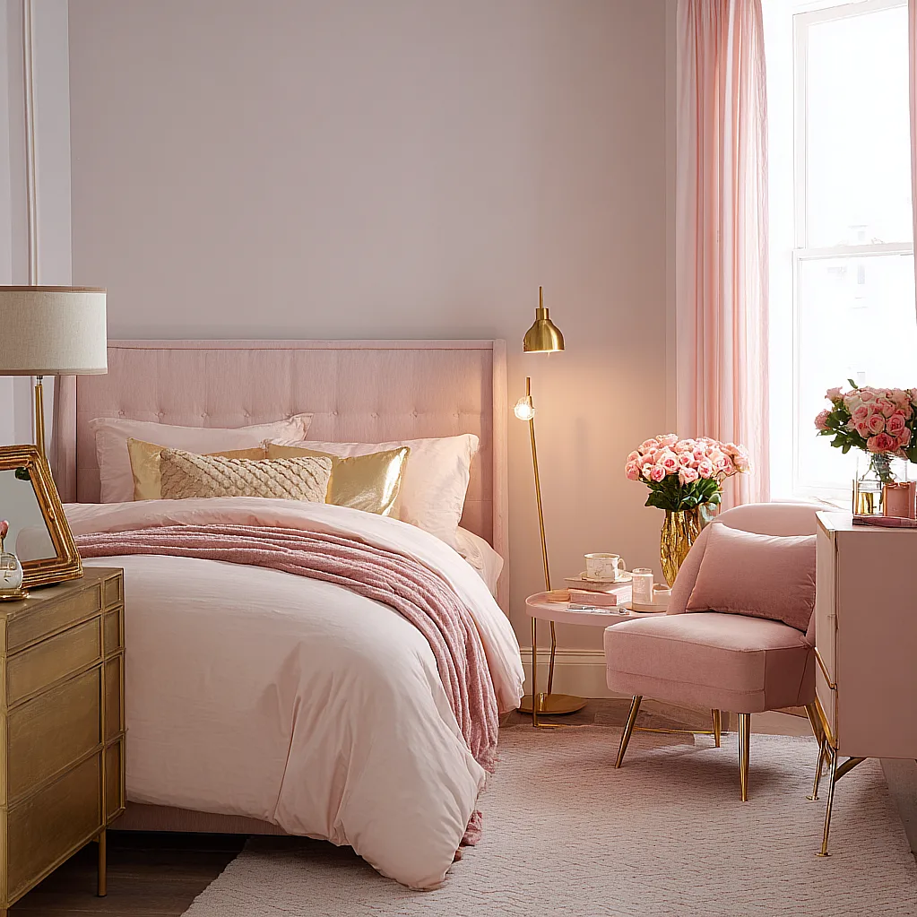 bedroom ideas pink and gold