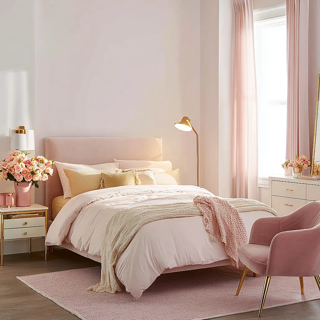 bedroom ideas pink and gold