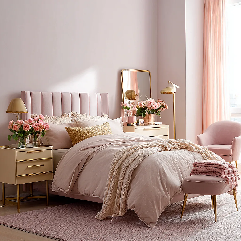 bedroom ideas pink and gold