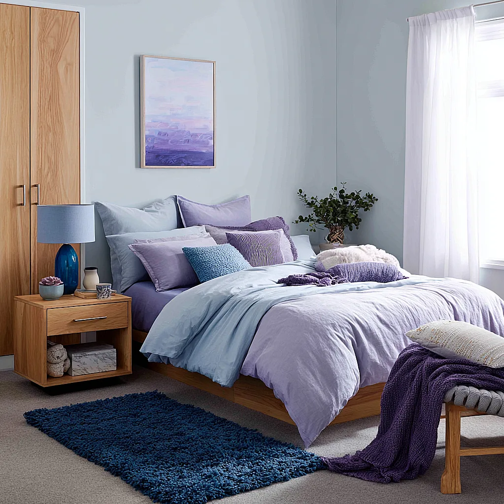 bedroom ideas purple and blue