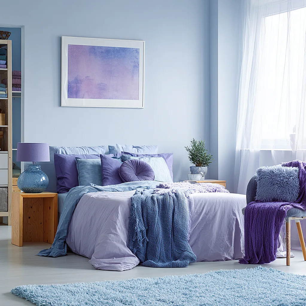 bedroom ideas purple and blue