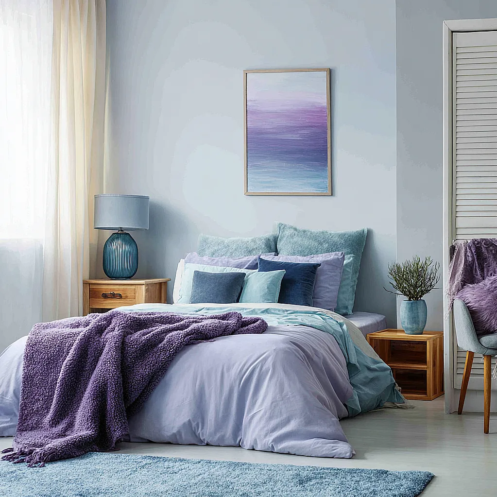 bedroom ideas purple and blue