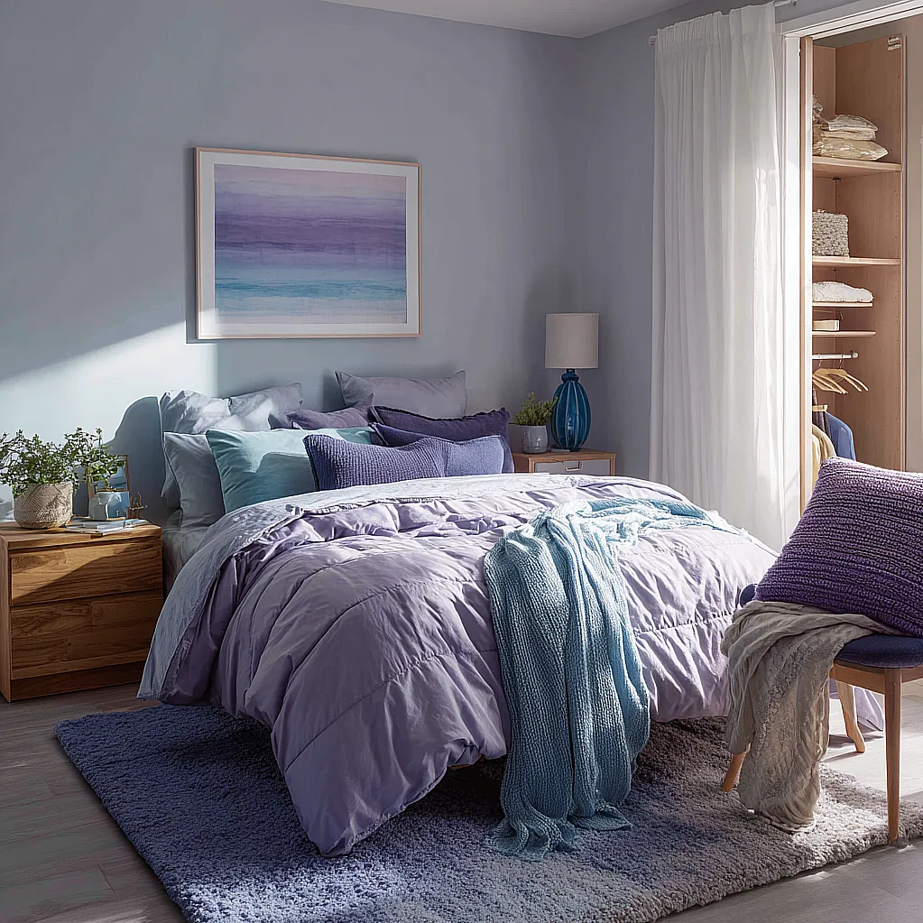 bedroom ideas purple and blue