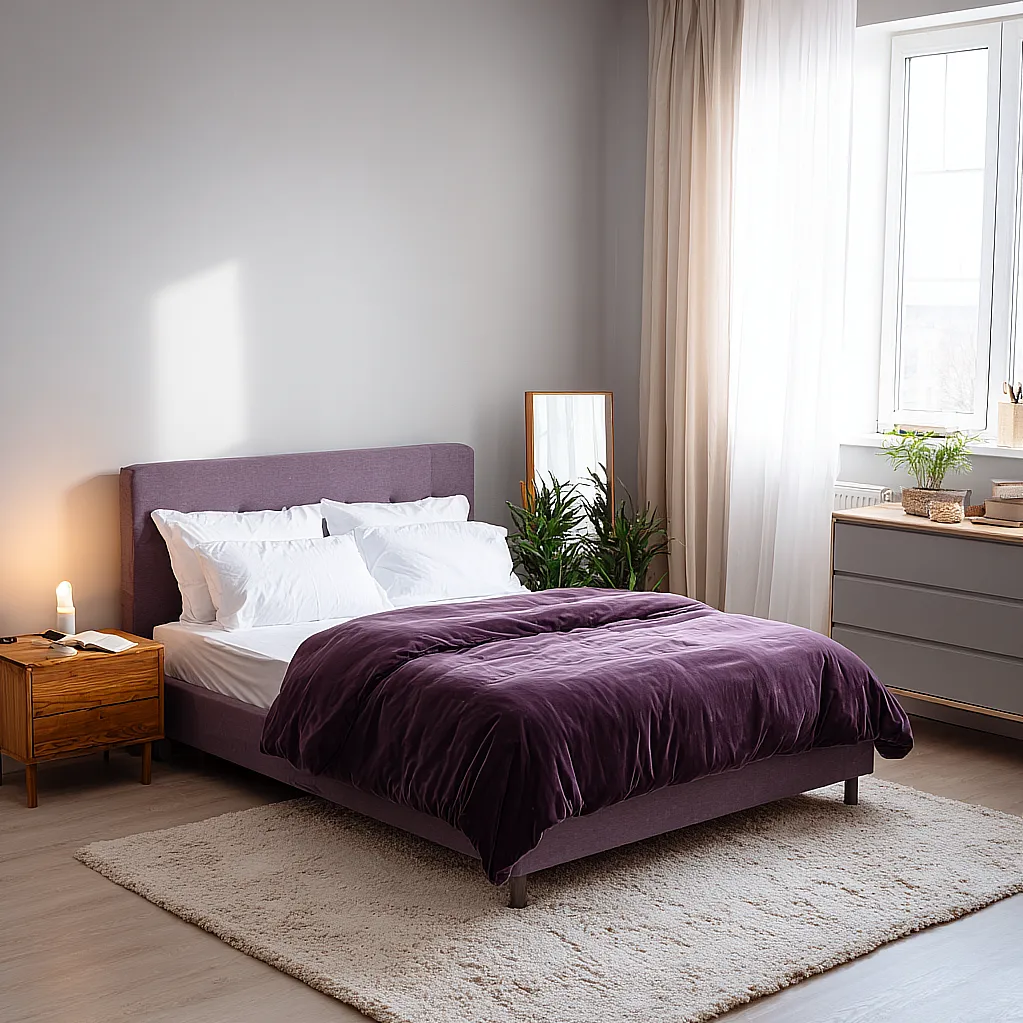 bedroom ideas purple bed