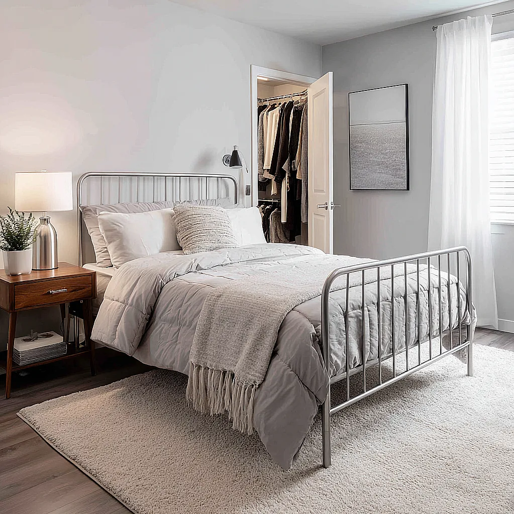 bedroom ideas silver bed