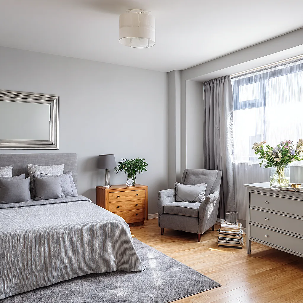 bedroom ideas silver grey