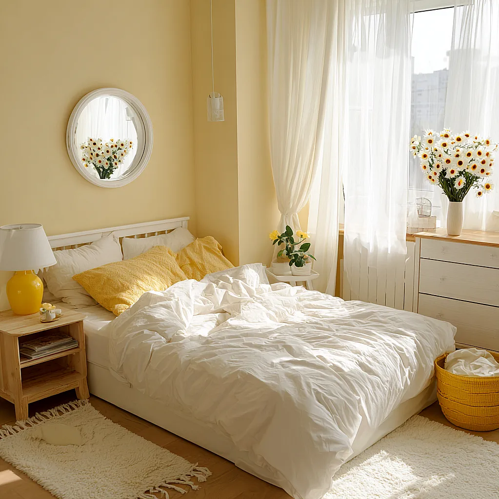 bedroom ideas yellow and white