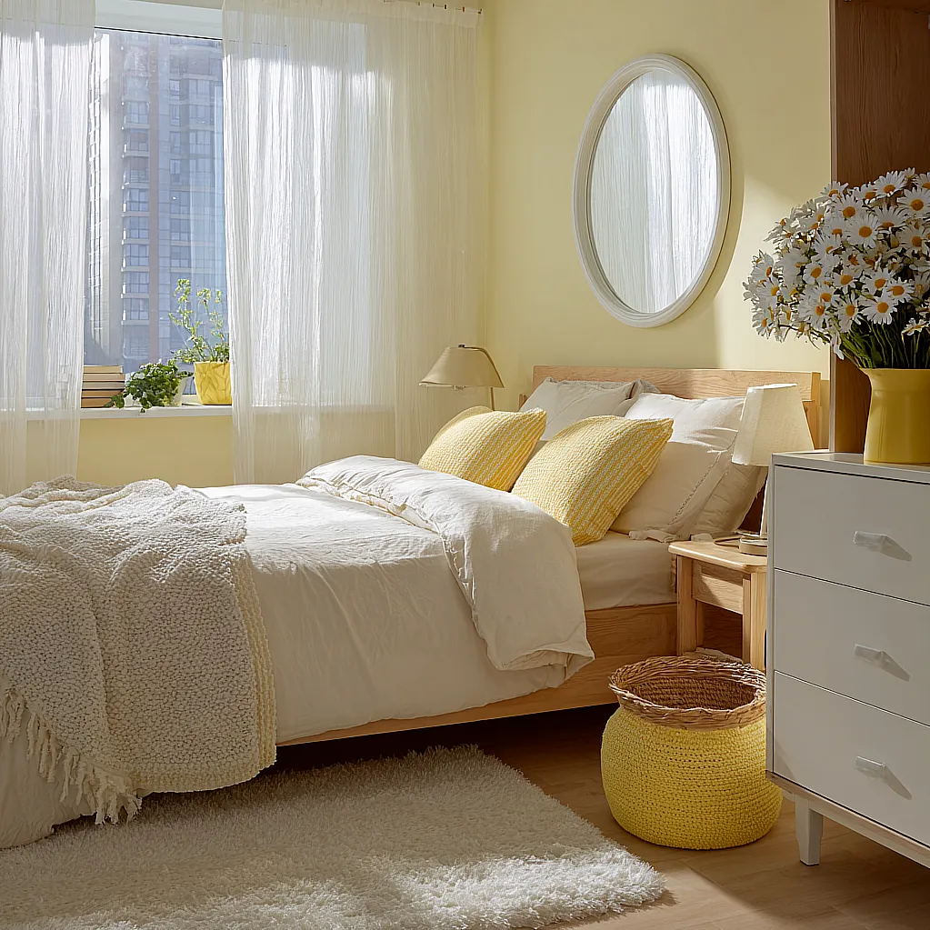 bedroom ideas yellow and white