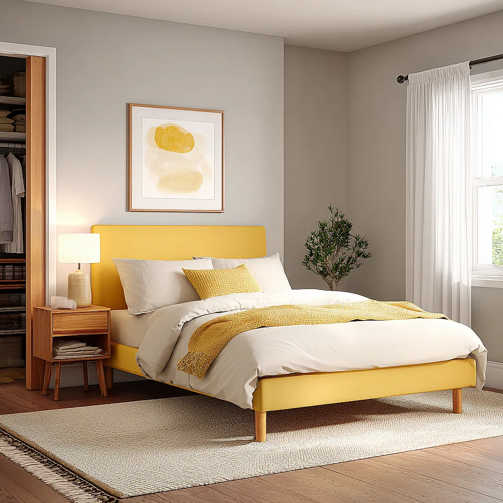 bedroom ideas yellow bed