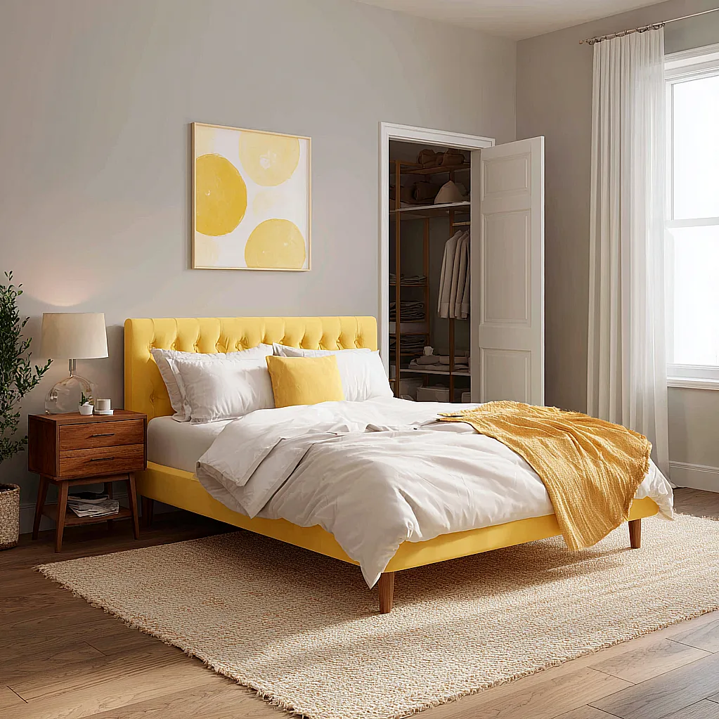 bedroom ideas yellow bed