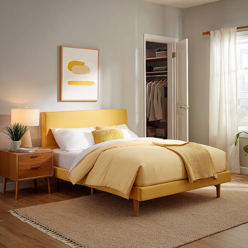 bedroom ideas yellow bed