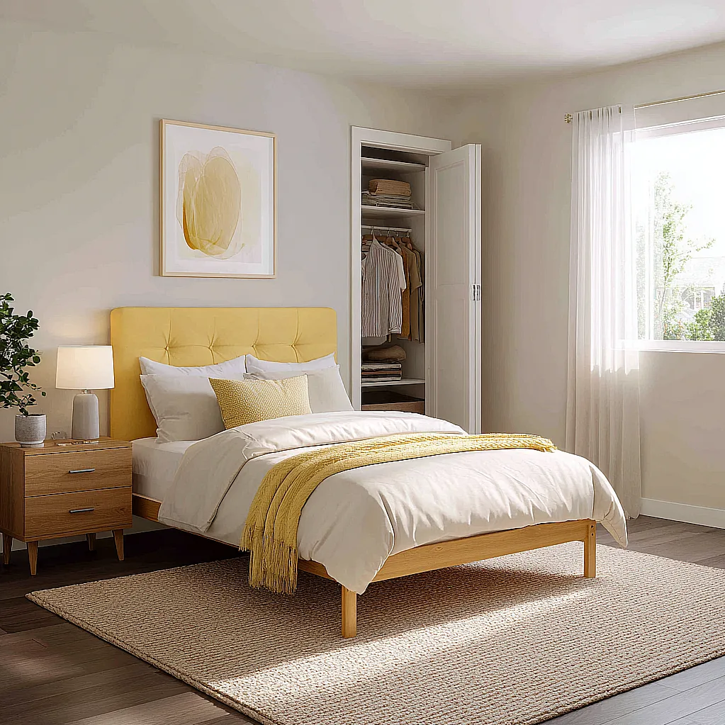 bedroom ideas yellow bed