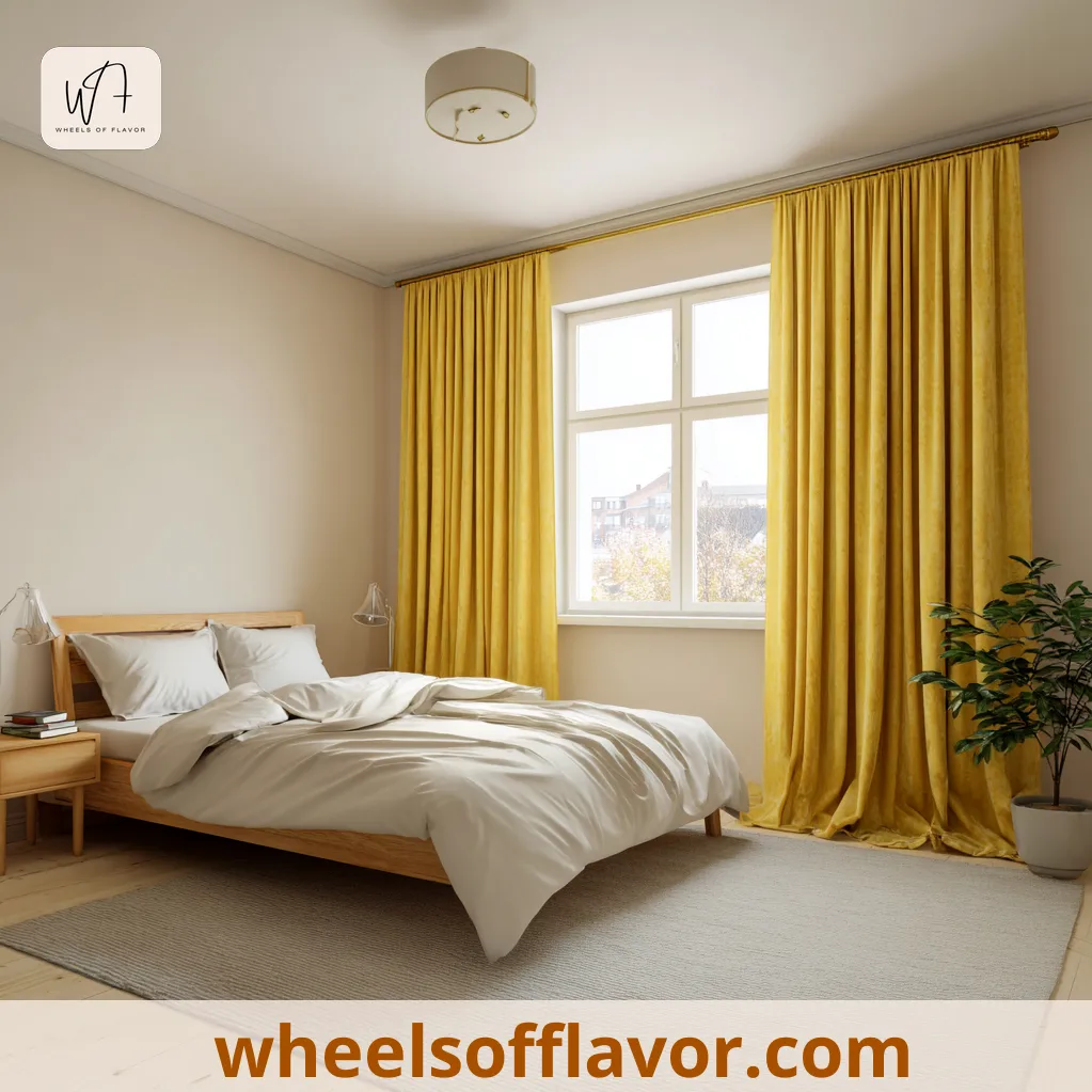 bedroom ideas yellow curtains