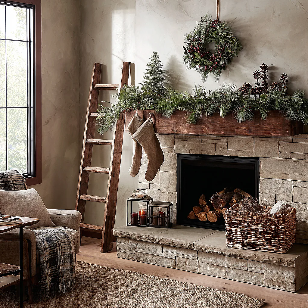christmas mantle decor fireplaces rustic