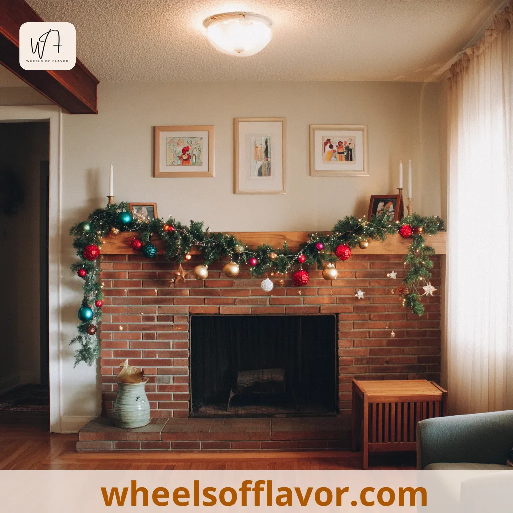 christmas mantle garland with ornaments