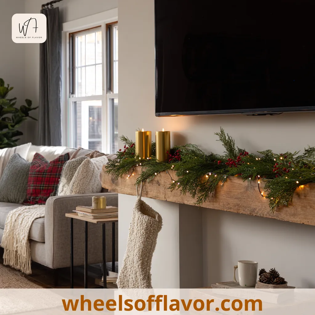 how to decorate a mantle for christmas with a tv above it