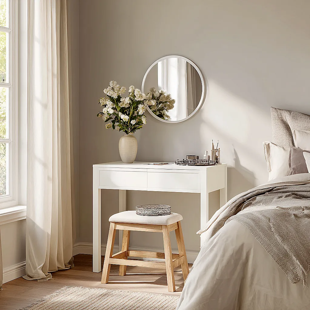 white vanity table without mirror