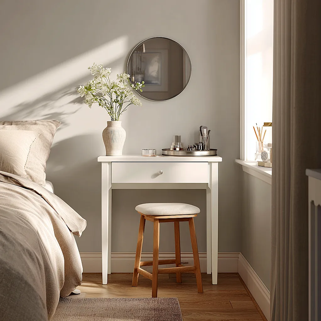 white vanity table without mirror