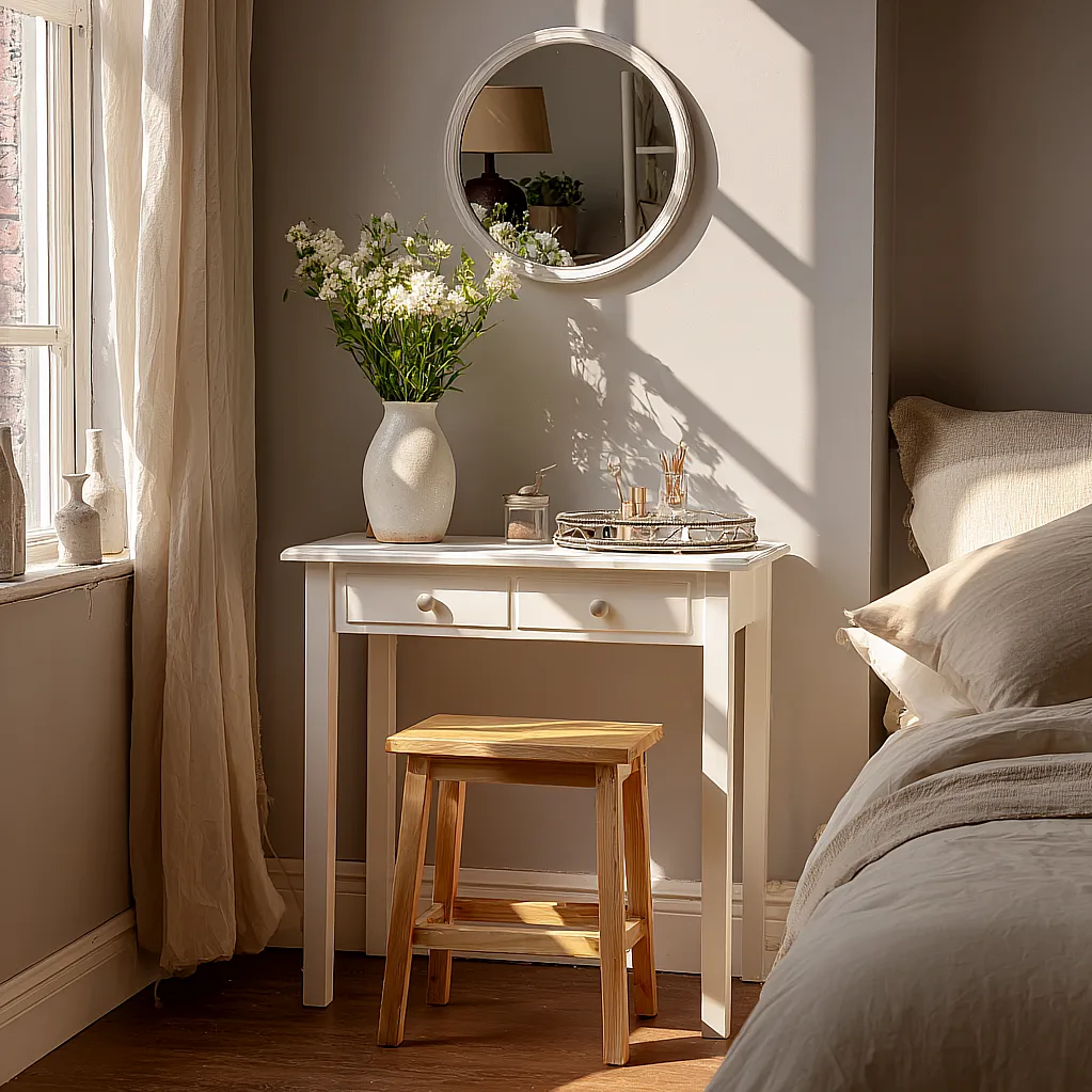 white vanity table without mirror