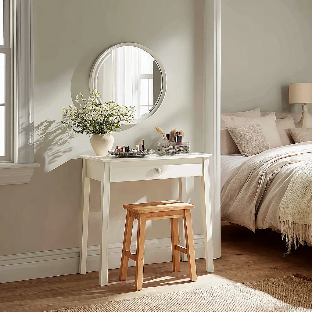 white vanity table without mirror